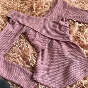 Free People Off-Shoulder Pink Knit Top